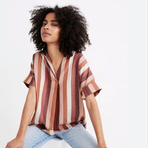 Madewell Courier Button Back Shirt Munson Stripe Large